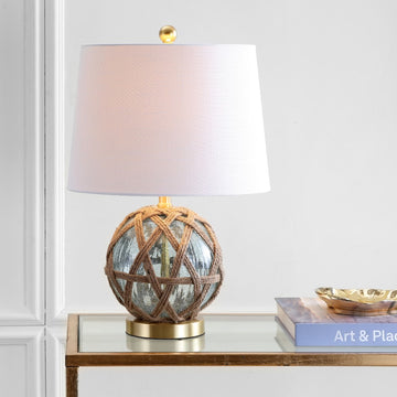 Andrews 21.5" LED Glass/Rope Table Lamp - JONATHAN Y